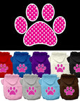 Pet Dog & Cat Hoodie Screen Printed, "Pink Swiss Dots Paw"