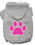 Pet Dog & Cat Hoodie Screen Printed, "Pink Swiss Dots Paw"