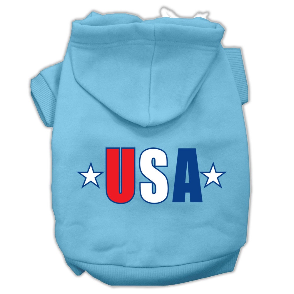 Pet Dog &amp; Cat Hoodie Screen Printed, &quot;USA Star&quot;