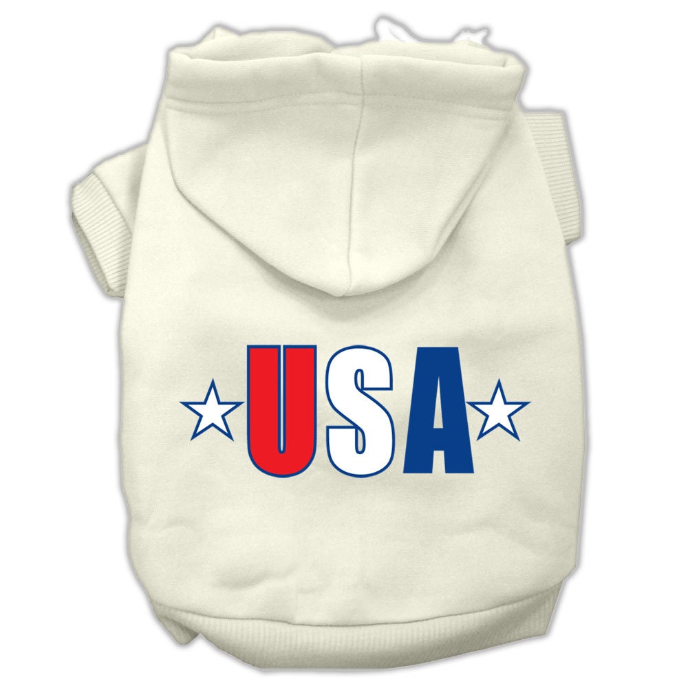 Pet Dog &amp; Cat Hoodie Screen Printed, &quot;USA Star&quot;