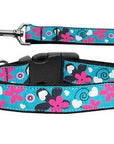 Pet Dog & Cat Nylon Collar or Leash, "Aqua Love"