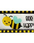 Pet Dog & Cat Nylon Collar or Leash, "Bee Happy"