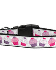 Pet Dog & Cat Nylon Collar or Leash, "Pink Purple Cupcakes"