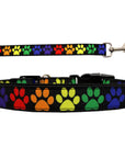 Pet Dog & Cat Nylon Collar or Leash, "Rainbow Paws"