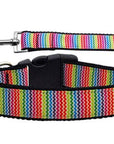 Pet Dog & Cat Nylon Collar or Leash, "Zigzaggy Rainbow"