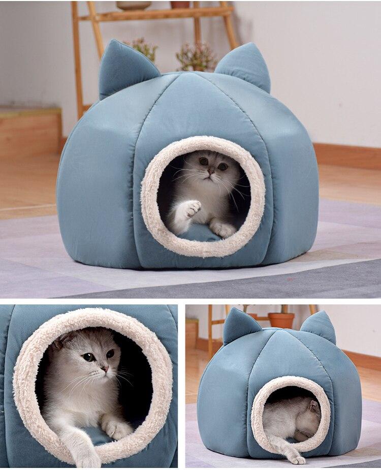 Pet Dog Cat Tent House Kennel Winter Warm Nest Soft Sleeping Sofa Pad