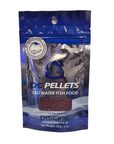 Packaging features a graphic of fish and highlights that it includes PE-MYSIS. Ideal for sustainable aquaculture, Piscine Energetics - PE Pellets offer a blue package of 56g (2oz) with 1mm slow-sinking pellets specifically designed for saltwater fish food.