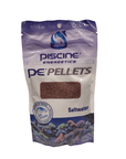 A bag of Piscine Energetics - PE Pellets, featuring a prominent blue fish logo and an illustration of vibrant coral, displays the 2mm pellet size on its packaging and is labeled with a weight of 4 oz.