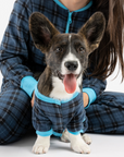 Plaid Dog Pajama - Blue