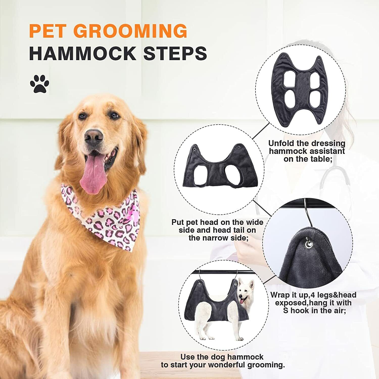 Portable Pet Dog Cat Grooming Hanging Hammock Harness Breathable Groom