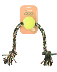 ReRope Medium Knotty with Tennis Ball Upcycled Fabric Rope Dog Toys