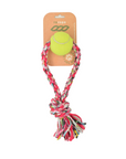 ReRope Small Looper with Tennis Ball Upcycled Fabric Rope Dog Toys