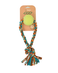 ReRope Small Looper with Tennis Ball Upcycled Fabric Rope Dog Toys