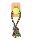 ReRope Small Looper with Tennis Ball Upcycled Fabric Rope Dog Toys