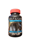 A bottle of Repashi - Morning Wood - Detritivore Insect Premix 3oz is black, includes a red cap, and displays an image of insects on its label.