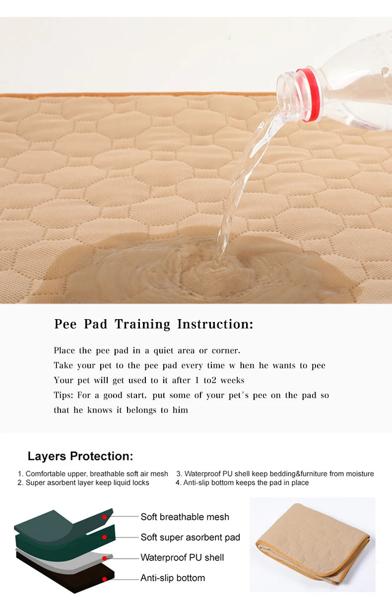 Reusable Pet Diaper Mat for Dogs Training Pee Pads Washable Dog Bed