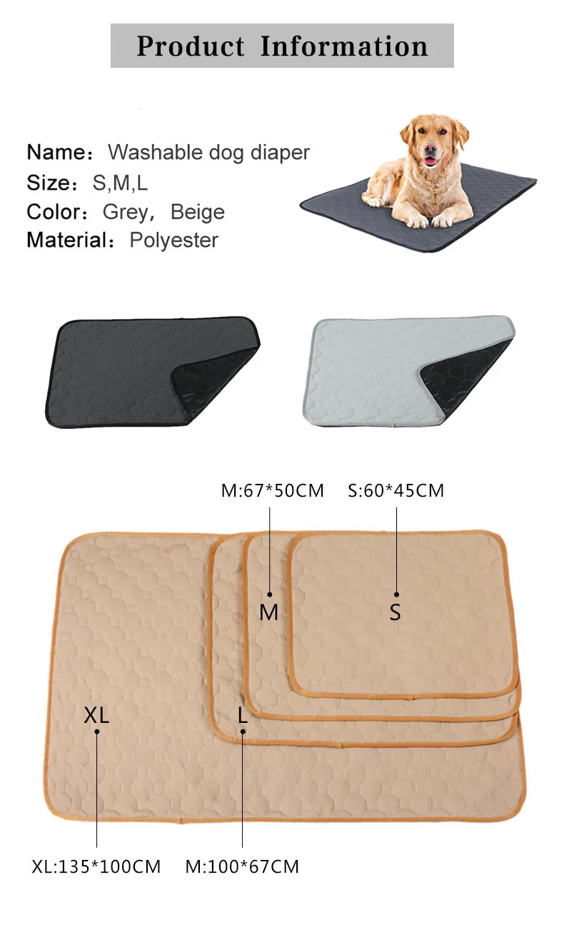 Reusable Pet Diaper Mat for Dogs Training Pee Pads Washable Dog Bed