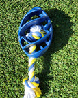 Rubber Football Dog Chew Toy with Tug Rope