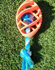 Rubber Football Dog Chew Toy with Tug Rope -- Great for Active Dogs --