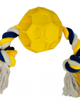 Rubber Soccer Ball Chew Toy with Tug Rope  -- Great for Active Dogs