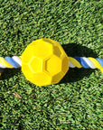 Rubber Soccer Ball Chew Toy with Tug Rope  -- Great for Active Dogs