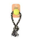 ReRope Small Looper with Tennis Ball Upcycled Fabric Rope Dog Toys