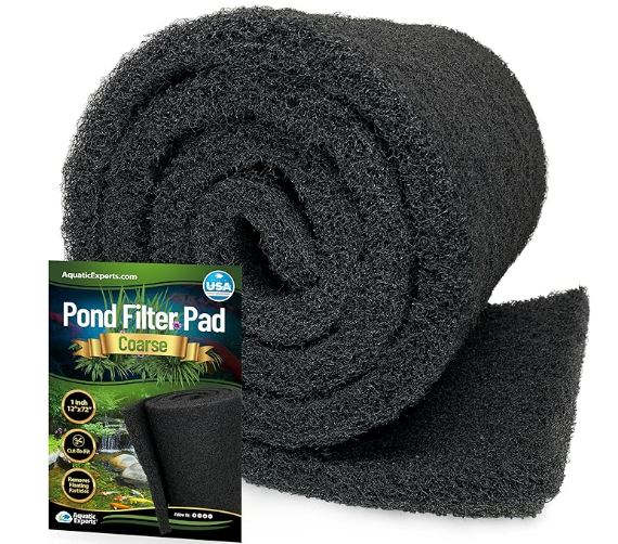 Classic Koi Pond Filter Pad COARSE - Black Bulk Roll Filter Media, Ultra-Durable Latex Coated for Fish Ponds