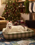 Spruce Tartan Green & Natural Woven Bolster Pet Bed