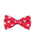 Valentines Day Paw Prints & Hearts Red Dog Bow Tie