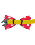 Valentines Day Paw Prints & Hearts Red Dog Bow Tie