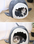 Warm Pet Dog Bed Shark Shape Breathable Cat House Winter Waterproof