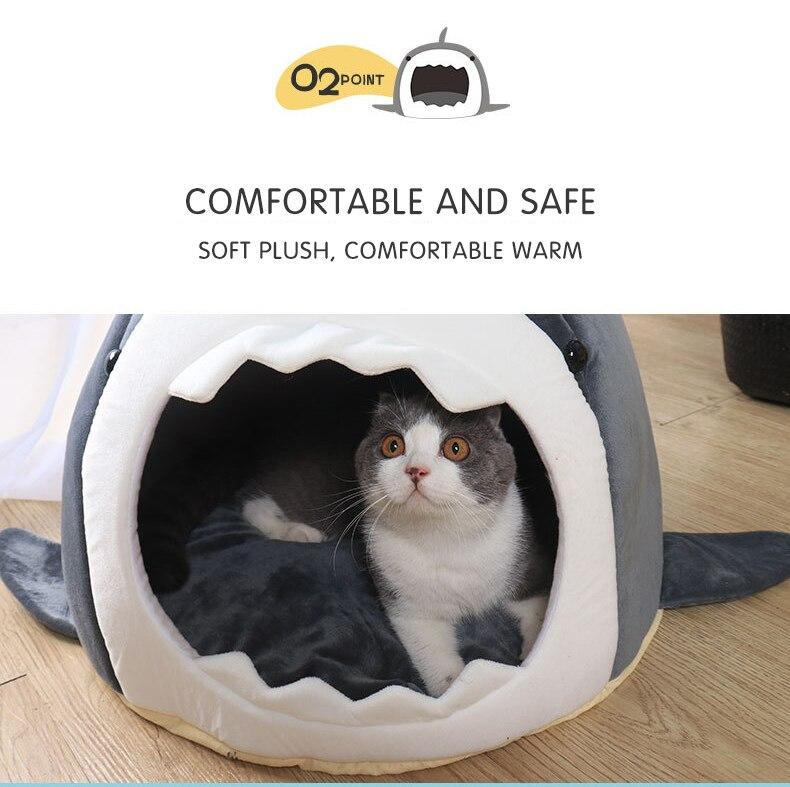 Warm Pet Dog Bed Shark Shape Breathable Cat House Winter Waterproof