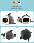 Warm Pet Dog Bed Shark Shape Breathable Cat House Winter Waterproof