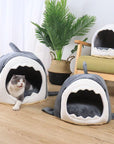 Warm Pet Dog Bed Shark Shape Breathable Cat House Winter Waterproof