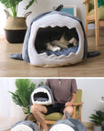 Warm Pet Dog Bed Shark Shape Breathable Cat House Winter Waterproof