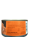 A can of Zoo Med Bearded Dragon Food 6 Oz, displaying an orange label that includes a list of ingredients, nutritional analysis, and contact information for Zoo Med Laboratories, Inc., with the image highlighting the text and details on the label.