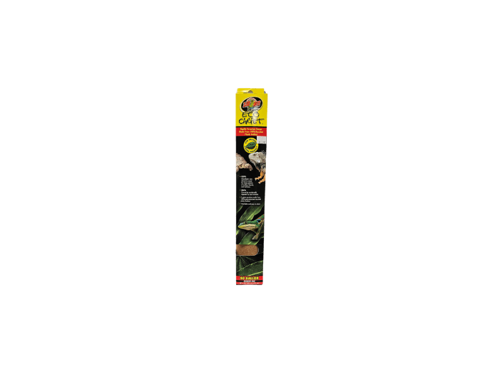 A package for the ZooMed Eco Carpet in Brown, designed for a 40-gallon tank measuring 18x36, with a yellow and black design featuring a lizard image on the front. The package emphasizes product details and benefits for reptiles.