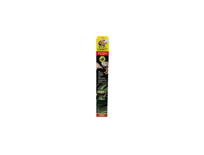 A tall, rectangular package of ZooMed Eco Carpet Green for reptiles in a 40-gallon size (18x36 inches). The packaging features an image of a chameleon and highlights benefits like being safe and easy to clean.