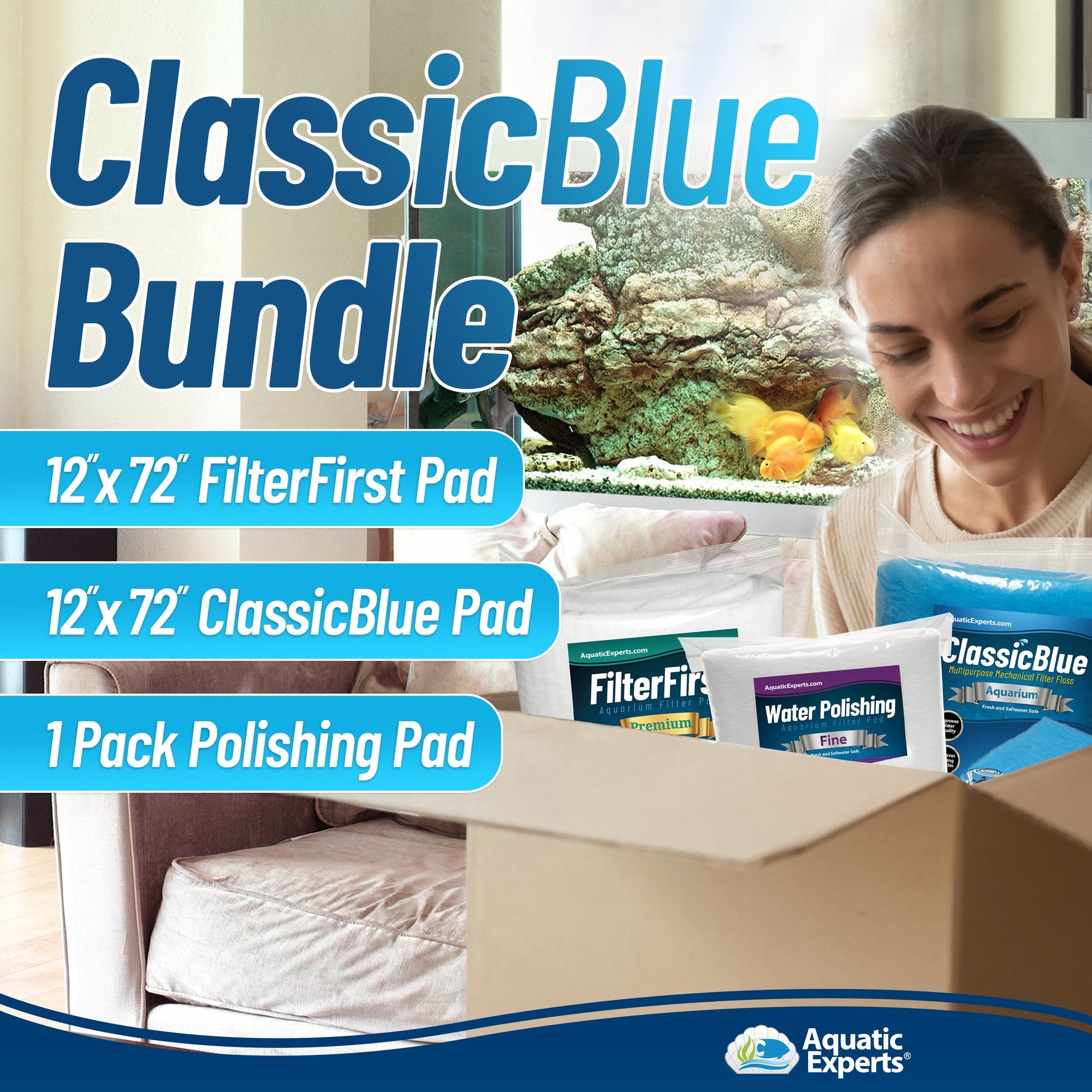 Aquarium Bundle - ClassicBlue + FilterFirst + Polishing Pad Complete Kit