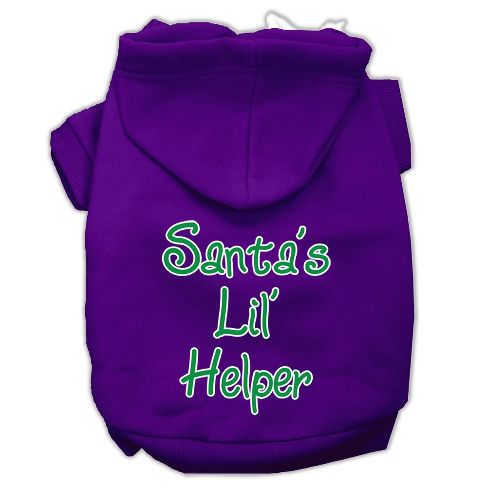 Christmas Pet Dog &amp; Cat Hoodie Screen Printed, &quot;Santa&#39;s Lil Helper&quot;