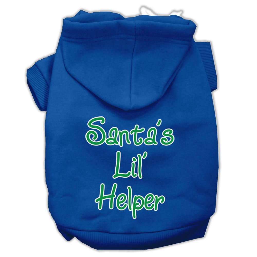 Christmas Pet Dog &amp; Cat Hoodie Screen Printed, &quot;Santa&#39;s Lil Helper&quot;