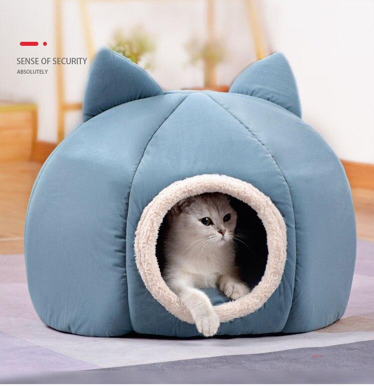 Pet Dog Cat Tent House Kennel Winter Warm Nest Soft Sleeping Sofa Pad