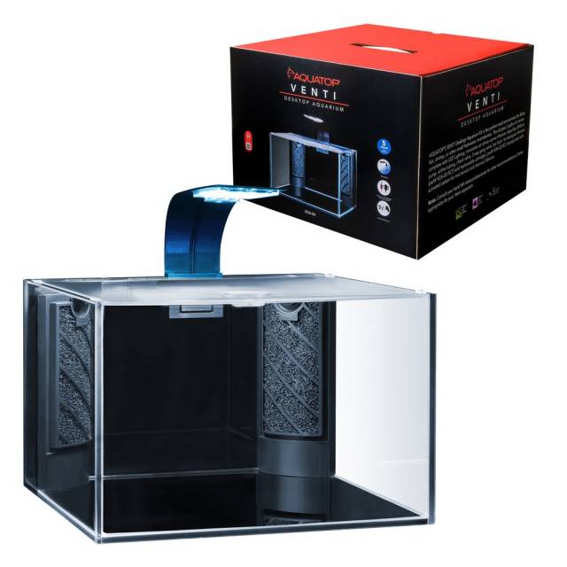 AQUATOP - Venti 5 Gallon Glass Aquarium Kit with LED Light, Breza Air Pump &amp; Filter Cartridge, VDA-04