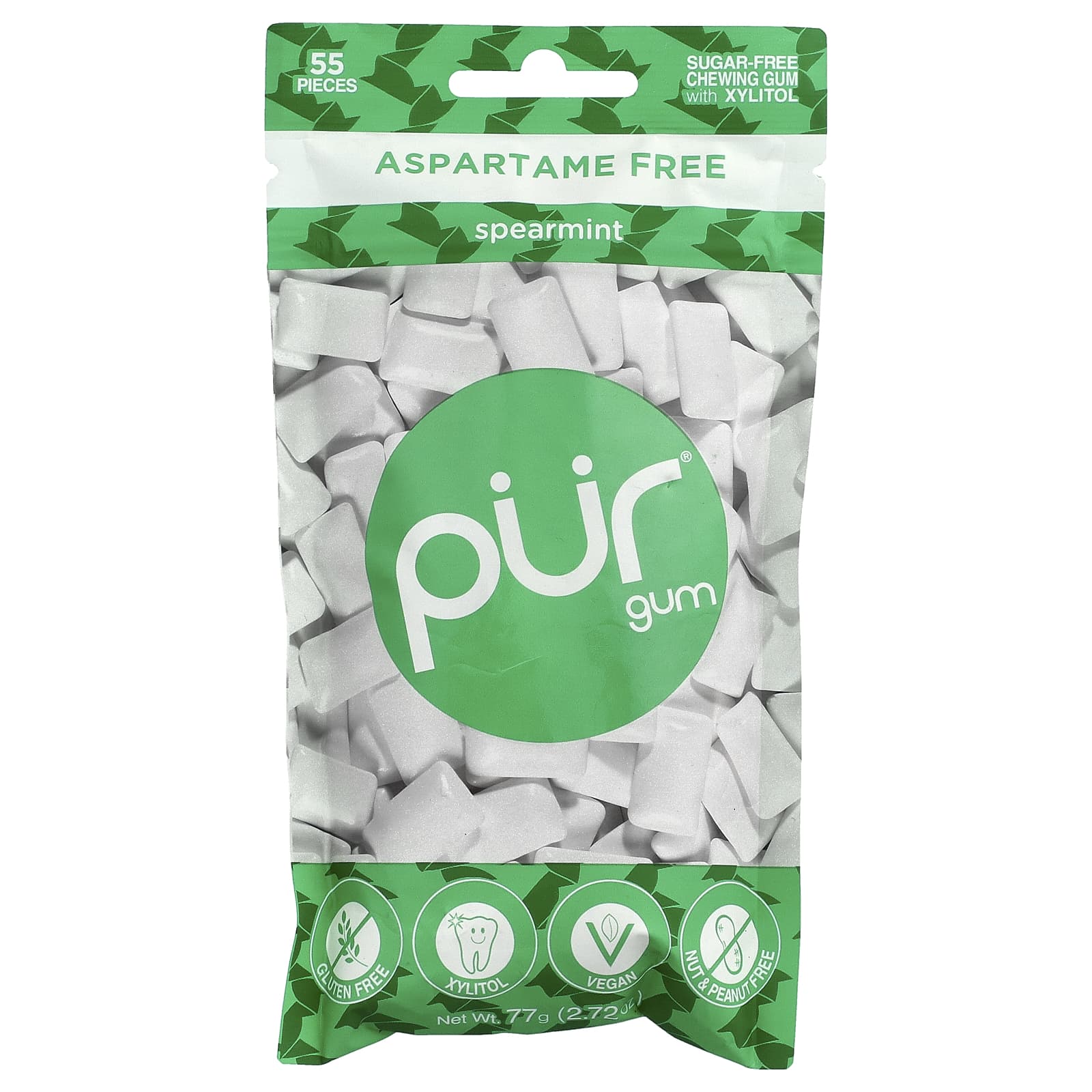 Pur Gum - Xylitol Chewing Gum - Spearmint 77g