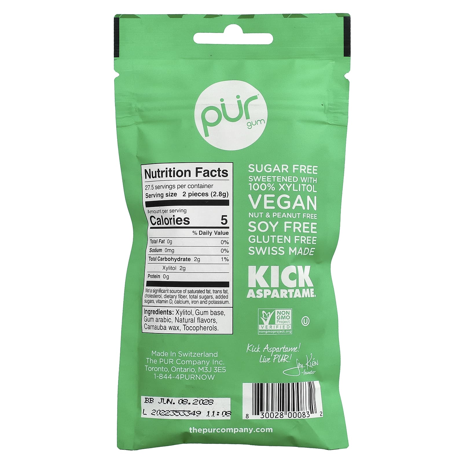 Pur Gum - Xylitol Chewing Gum - Spearmint 77g