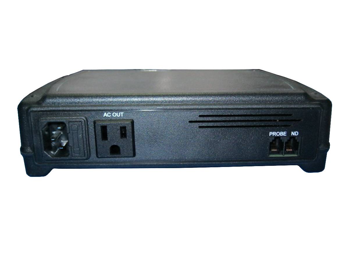 The Vivarium Electronics VE-100 Digital On/Off Thermostat 700w is a black rectangular device with an AC outlet, power input, and ports labeled PROBE and ND, ideal for precise environmental control setups.